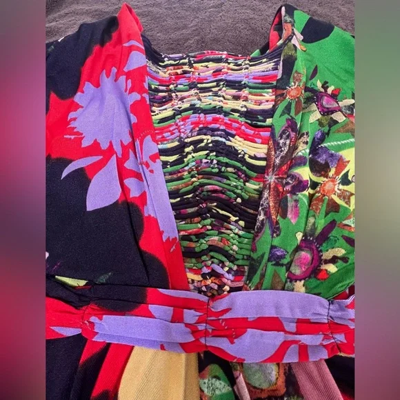 Ranna Gill x Anthropologie Multicolor Floral Knot-Front Dress. Size Medium. - Picture 7 of 11